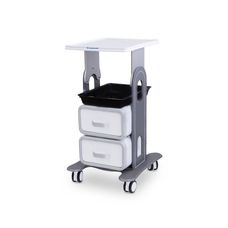 Mesa de trabajo diseño ergonomico multiusos, fácil de transportar contacto integrado de 110V ruedas grado médico Medida de charola: 58×48cm